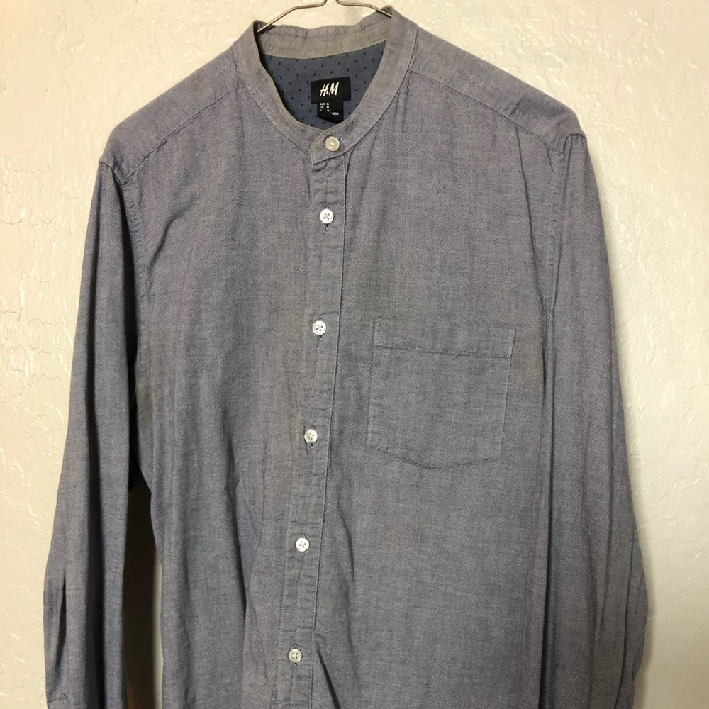Men’s lightweight button down grandpa collar shirt